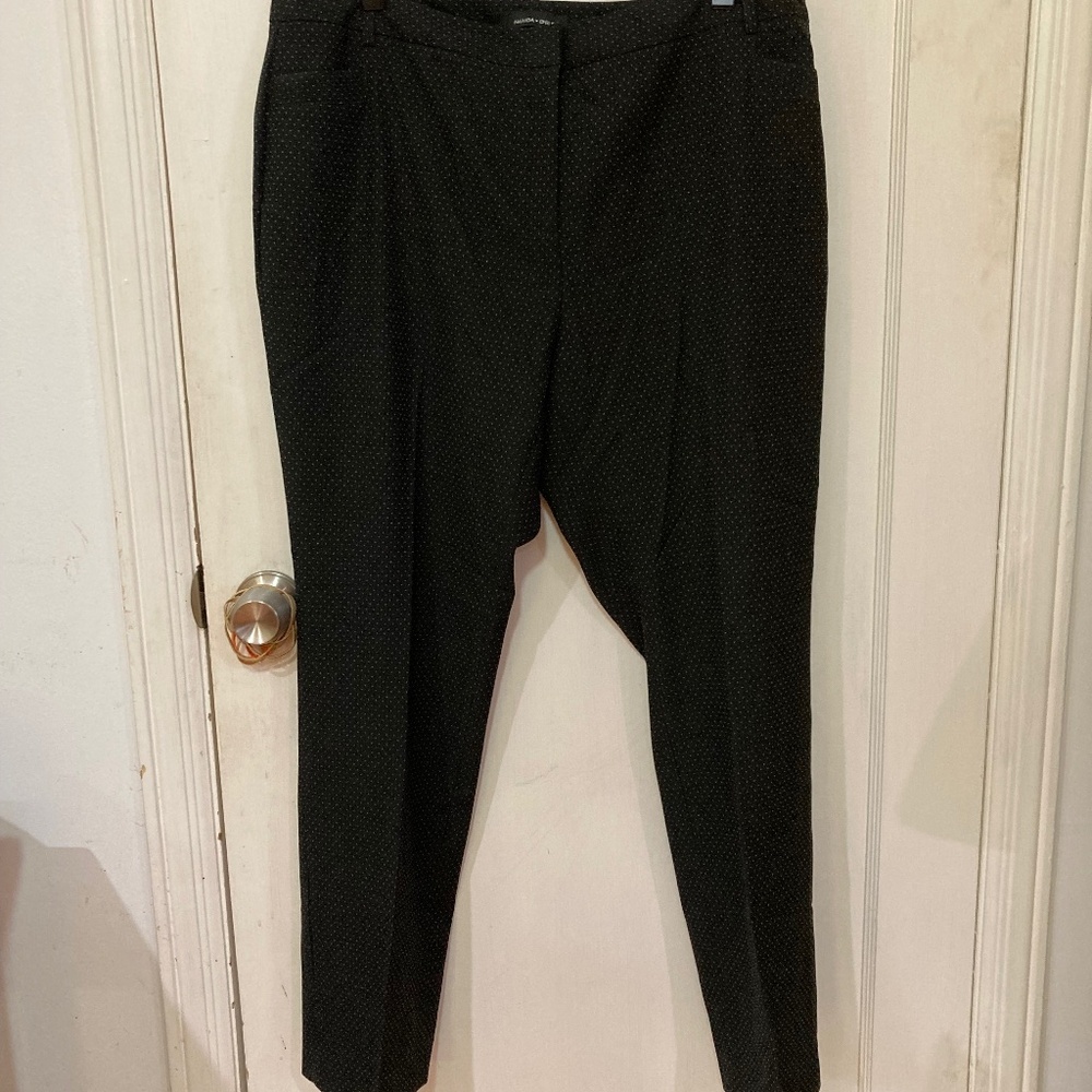 Amanda & Chelsea Black with White Dots Trousers - Size 16W